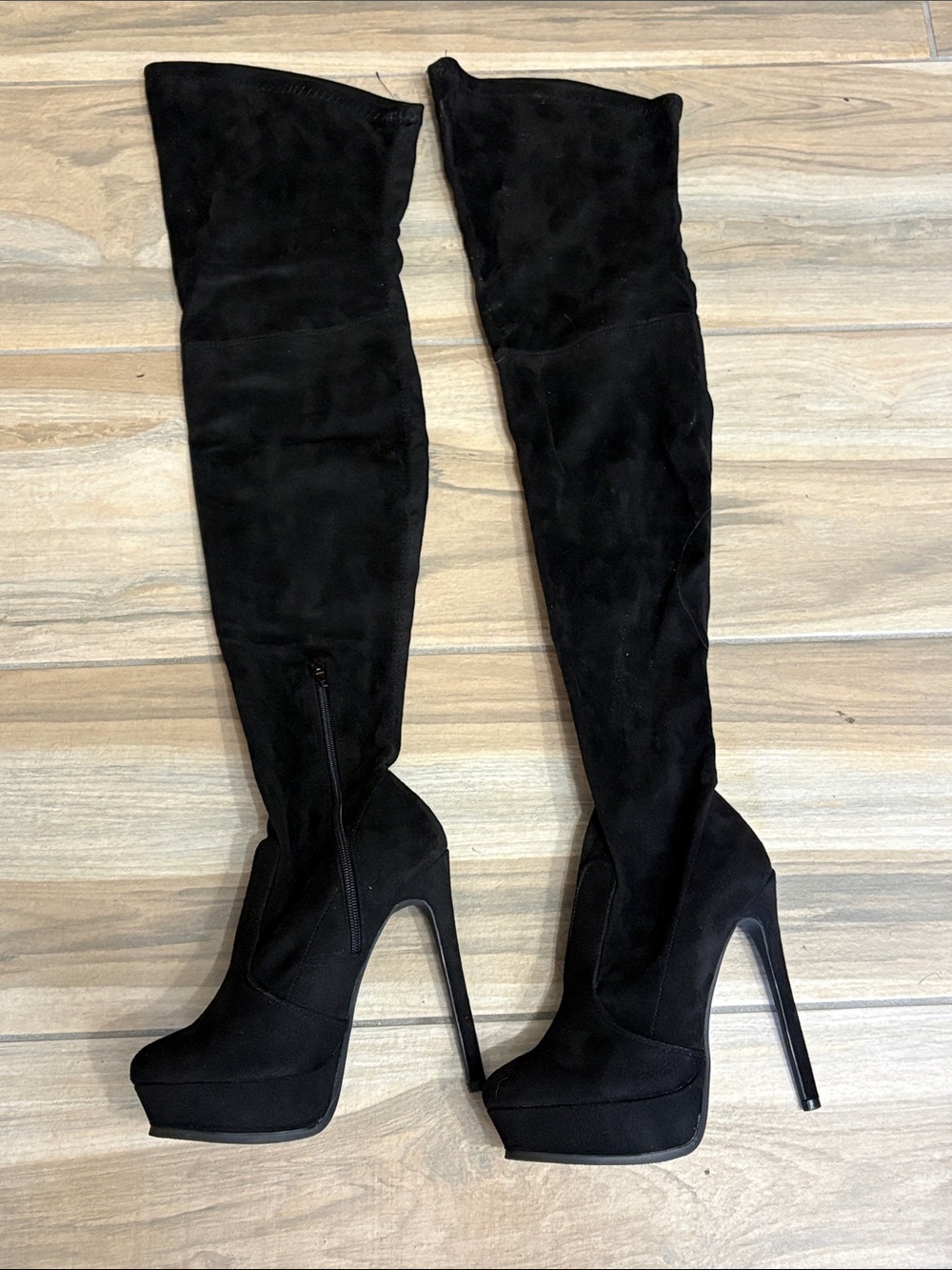 Fashion Nova Black Over-the-Knee Platform Stiletto Boots